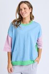 Mazie Colour Block Sweat (Dusk Blue and Spring Green)
