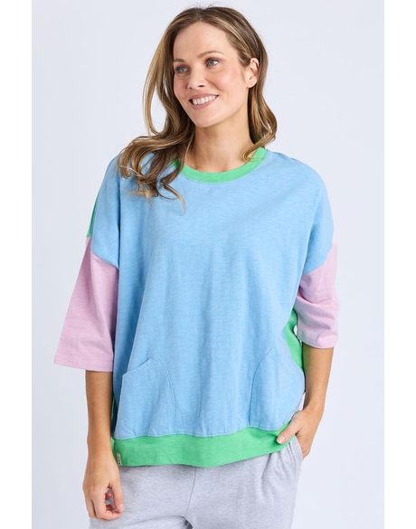 Mazie Colour Block Sweat (Dusk Blue and Spring Green)