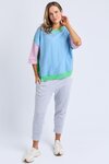 Mazie Colour Block Sweat (Dusk Blue and Spring Green)