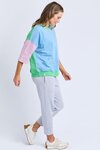 Mazie Colour Block Sweat (Dusk Blue and Spring Green)
