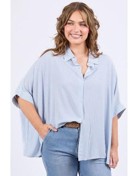Luna Shirt (Dusk Blue/Marshmallow Stripe)