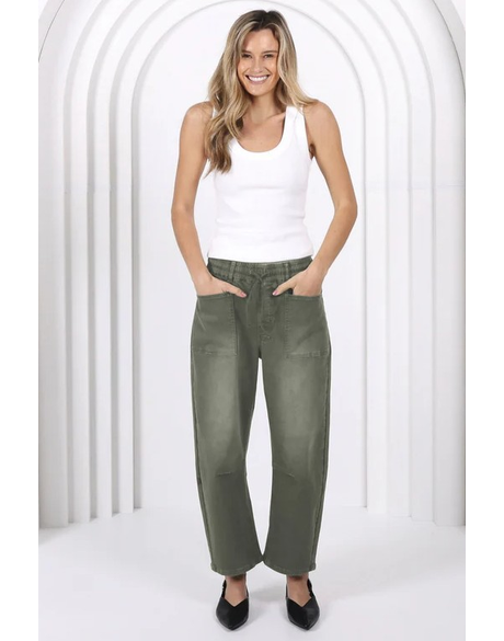 Leo Barrel Jeans (Khaki)