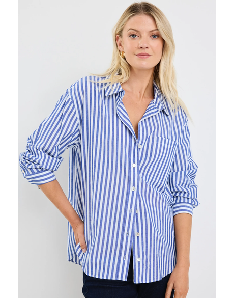 You Got This Blue Stripe Cotton Oversized Shirt