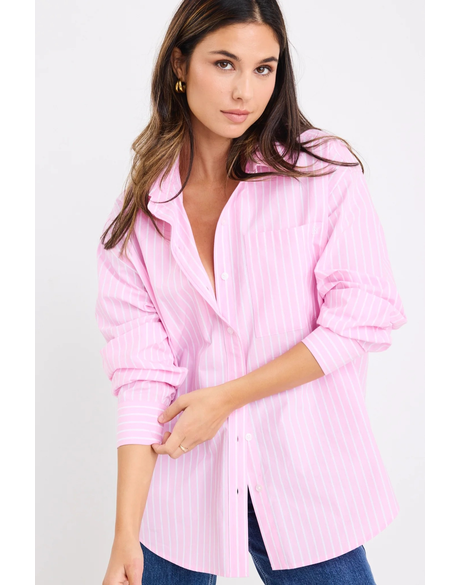 You Got This Pink Stripe Oversized Boyfriend Shirt