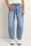 Campus Light Blue Tie Waist Barrel Jeans