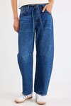 Campus Deep Blue Tie Waist Barrel Jeans