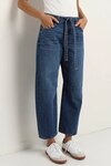 Campus Deep Blue Tie Waist Barrel Jeans
