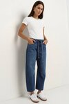 Campus Deep Blue Tie Waist Barrel Jeans
