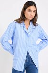 You Got This Mid Blue White Stripe Oversized Boyfriend Shirt