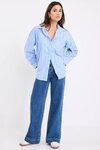 You Got This Mid Blue White Stripe Oversized Boyfriend Shirt