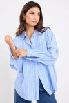 You Got This Mid Blue White Stripe Oversized Boyfriend Shirt