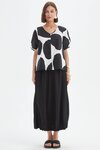 V Neck Bishop Sleeve Poplin Top