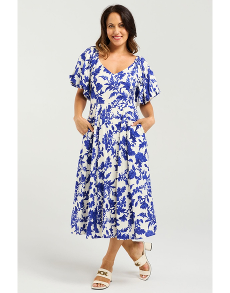 Gabrielle Dress (Cobalt Blossom)