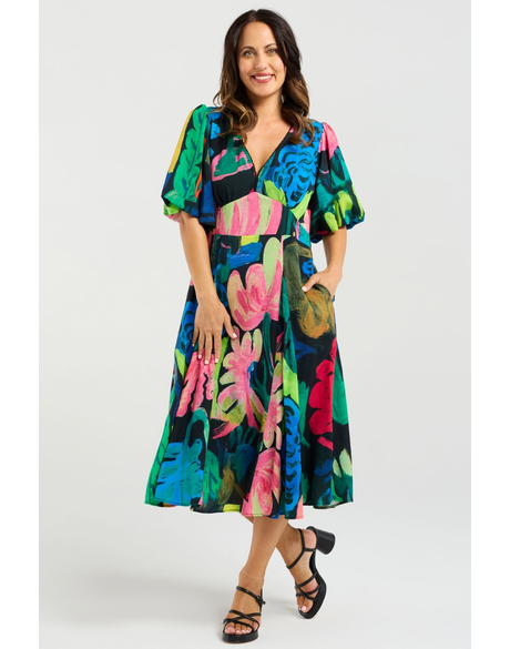 Olivia Dress (Midnight Fern)