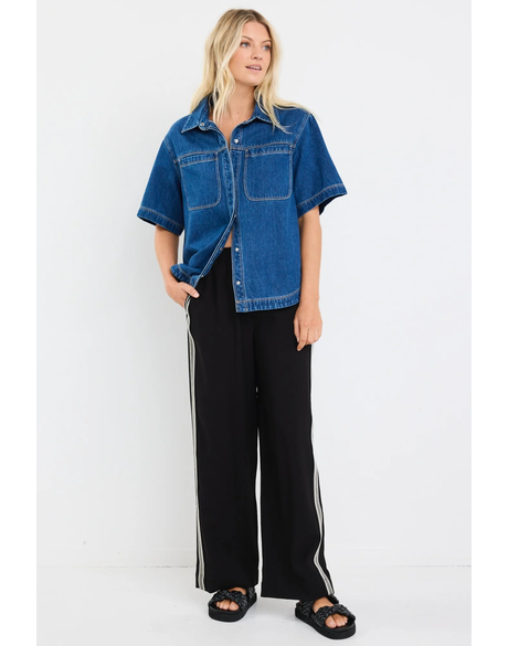 Crucial Storm Blue Denim Short Sleeve Shacket