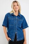 Crucial Storm Blue Denim Short Sleeve Shacket