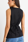 Eiffel Black Linen Viscose Fitted Longline Vest
