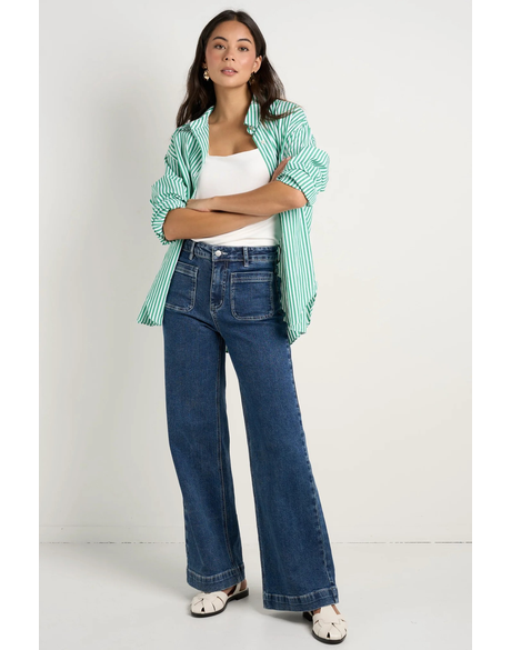 Zoey Mineral Blue High Rise Wide Leg Pocket Jean