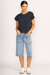 T-Shirt - Broderie Sleeve (Navy)