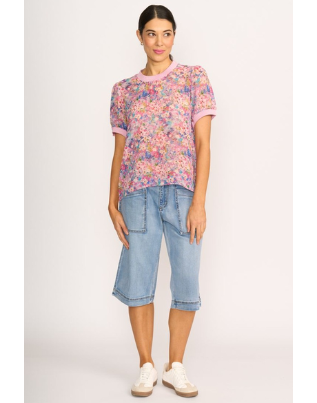 Swing, Rib Trim T-Shirt (Confetti Floral)