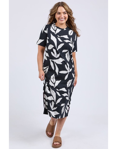 Mimosa Tee Dress (Black Yardage Print)