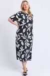 Mimosa Tee Dress (Black Yardage Print)