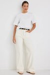 Zoey Ecru High Rise Wide Leg Pocket Jean