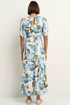 Amora Blue Vintage Floral SS Bias Midi Dress