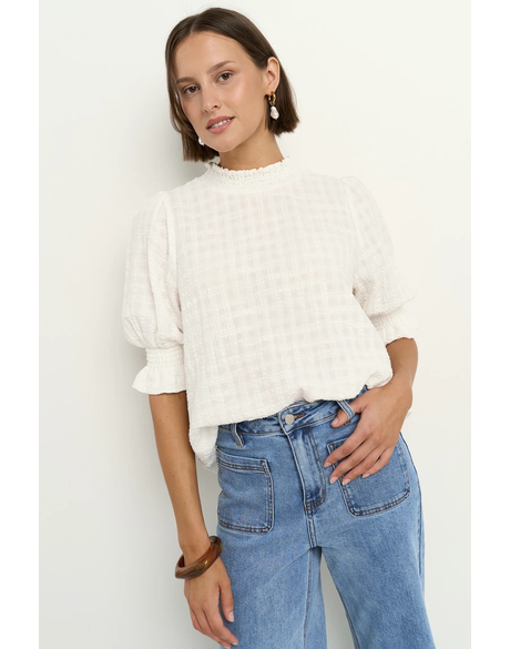 Influential Ivory Texture High Neck Top