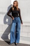 Zoey Marine Blue High Rise Wide Leg Pocket Jean