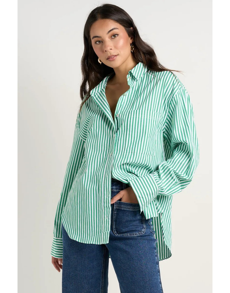 You Got This Green Stripe Poplin Oversized Shirt