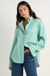 You Got This Green Stripe Poplin Oversized Shirt