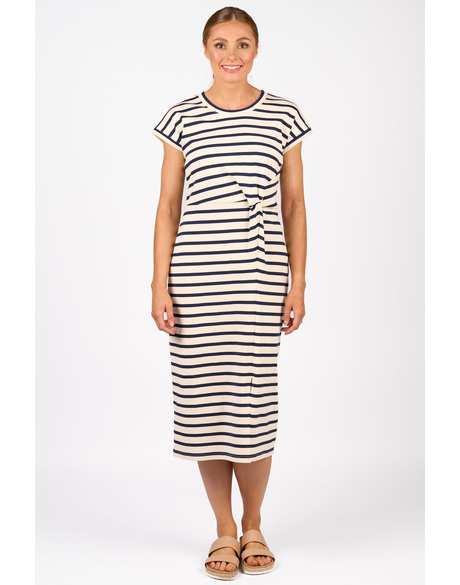Parker Dress (Cream and Ink Stripe)
