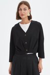 Pleat Hem Crop Cardigan