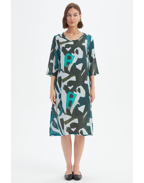 Curve Seam Print Dress