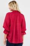 Expedition Raspberry Shirred Neck Short Sleeve Top