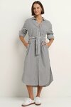 Forward Black Stripe Cotton Midi Shirt Dress