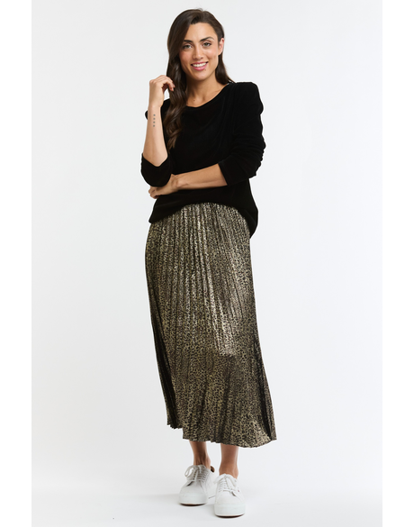 Sunray Pleat Skirt (Leopard)