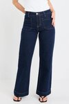 Zoey Indigo Petite High Rise Wide Leg Pocket Jean