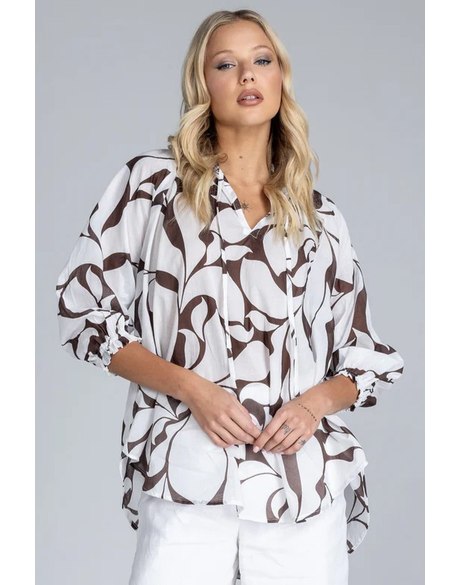 Charlotte Top (Exclusive Chocolate with Ivory Floral Print)
