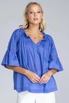 Thea Top (Juniper Blue with White Top Stitching)