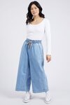 Greta Wide Leg Pant (Mid Blue Denim)