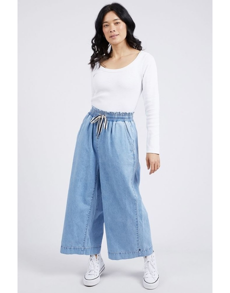 Greta Wide Leg Pant (Mid Blue Denim)