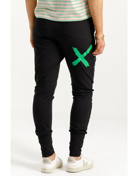 Apartment Pants (Black w Kelly Green X)