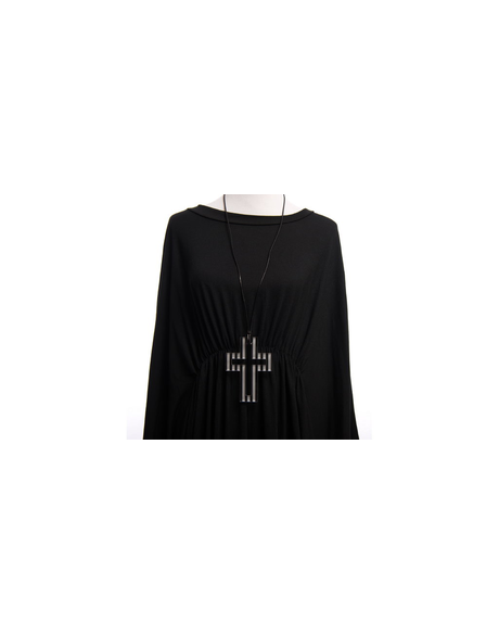 Large Stripe Cross Necklace (Clear)