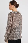 Bohemian Leopard Georgette LS Frill Front Top