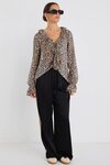 Bohemian Leopard Georgette LS Frill Front Top