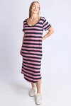 Maeve Midi Dress (Chateau Rose and Navy Stripe)
