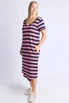 Maeve Midi Dress (Chateau Rose and Navy Stripe)