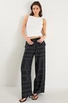 Clever Black Ivory Lines Drawcord Wide Leg Pants